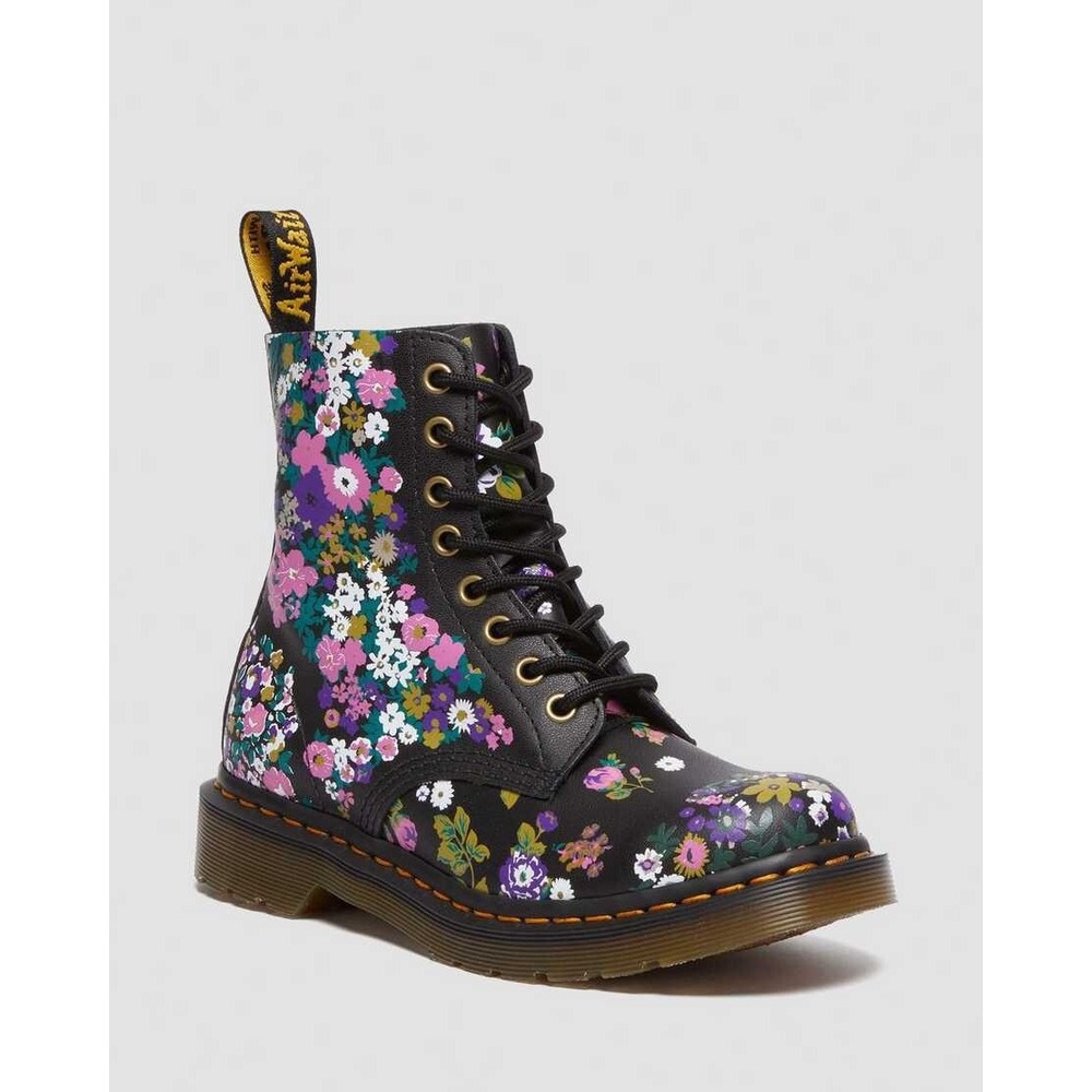 Dr. Martens Free People PASCAL 1460 Leather Boot Vintage Floral Black Size 8 NEW